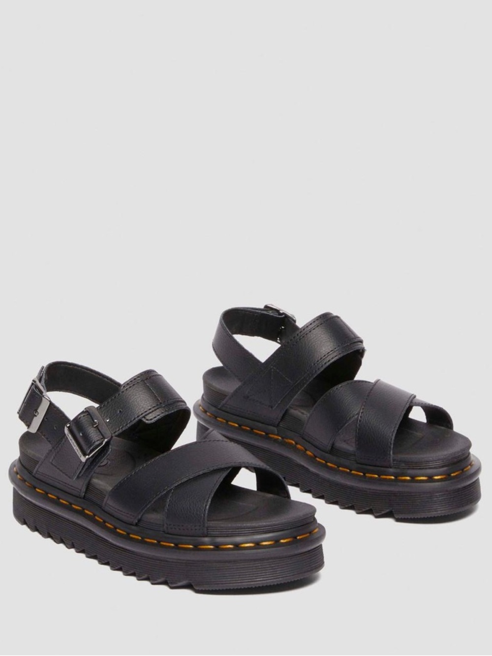 Voss II Dr. Martens Cross Strap Sandals Women’s Docs Black Leather